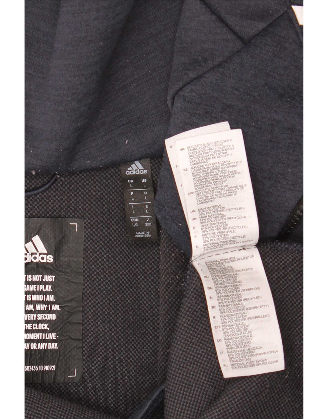 Adidas Mens Graphic Hooded Tracksuit Top Jacket Large Navy Blue Polyester