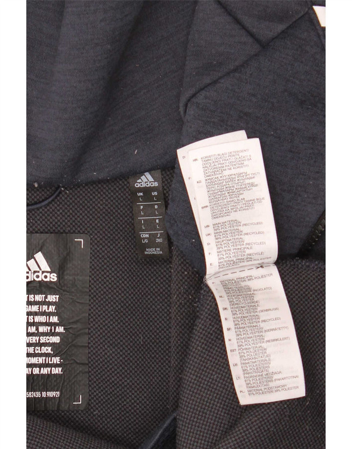 Adidas Mens Graphic Hooded Tracksuit Top Jacket Large Navy Blue Polyester