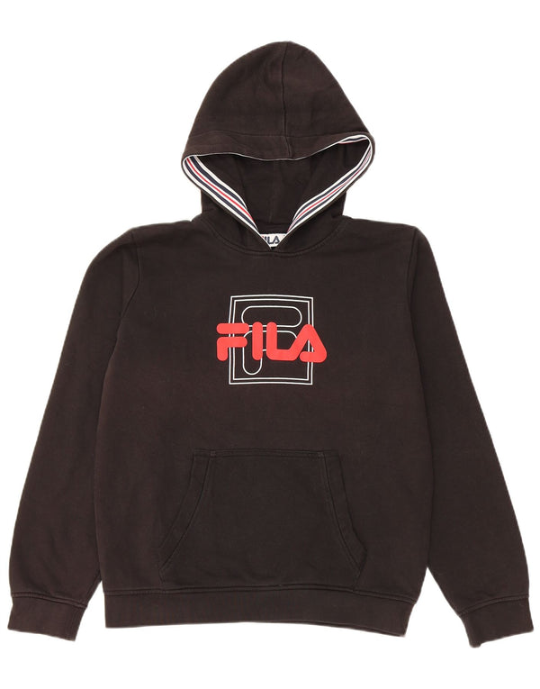 Fila Boys Graphic Hoodie Jumper 13-14 Years Black Cotton