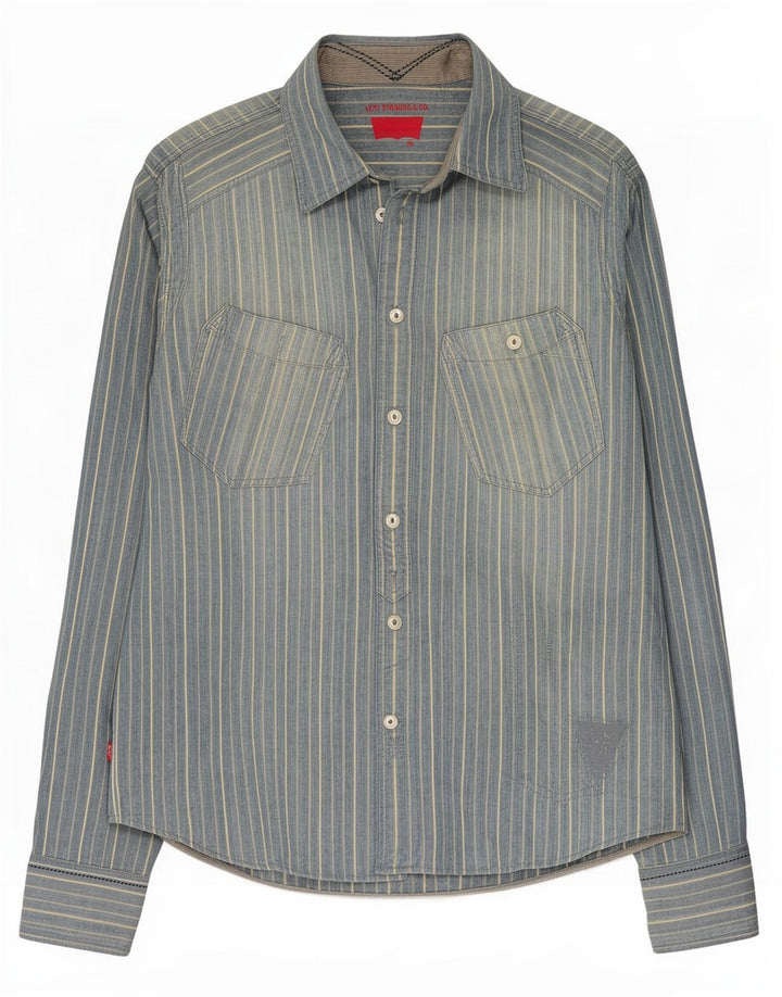 Levi's Mens Shirt Medium Blue Striped Cotton