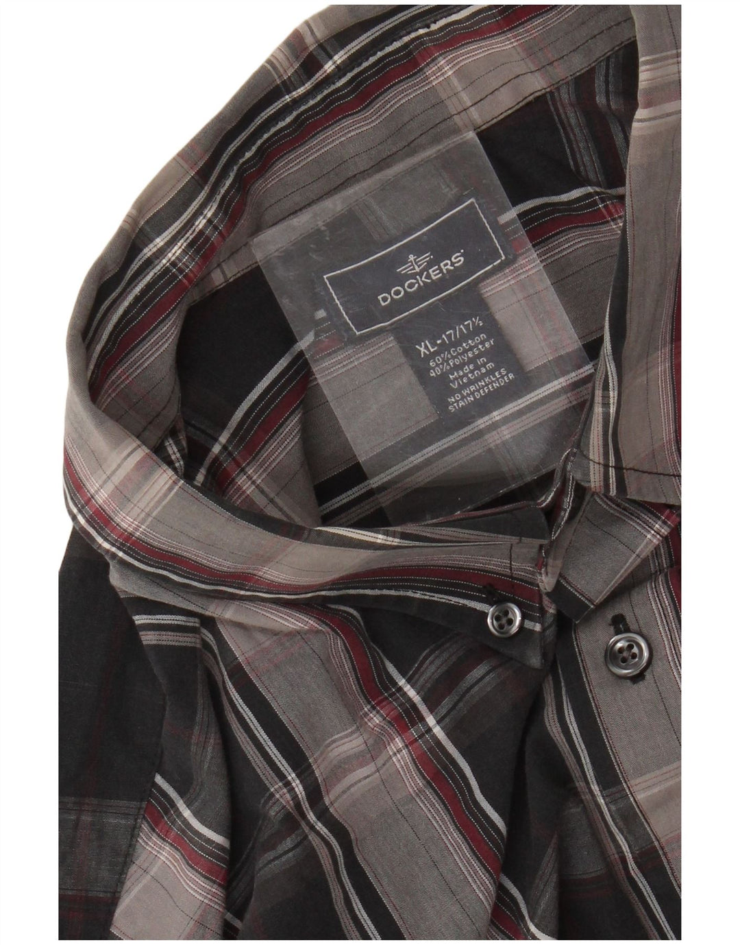 DOCKERS Mens Shirt Size 17 1/2 XL Black Check Cotton