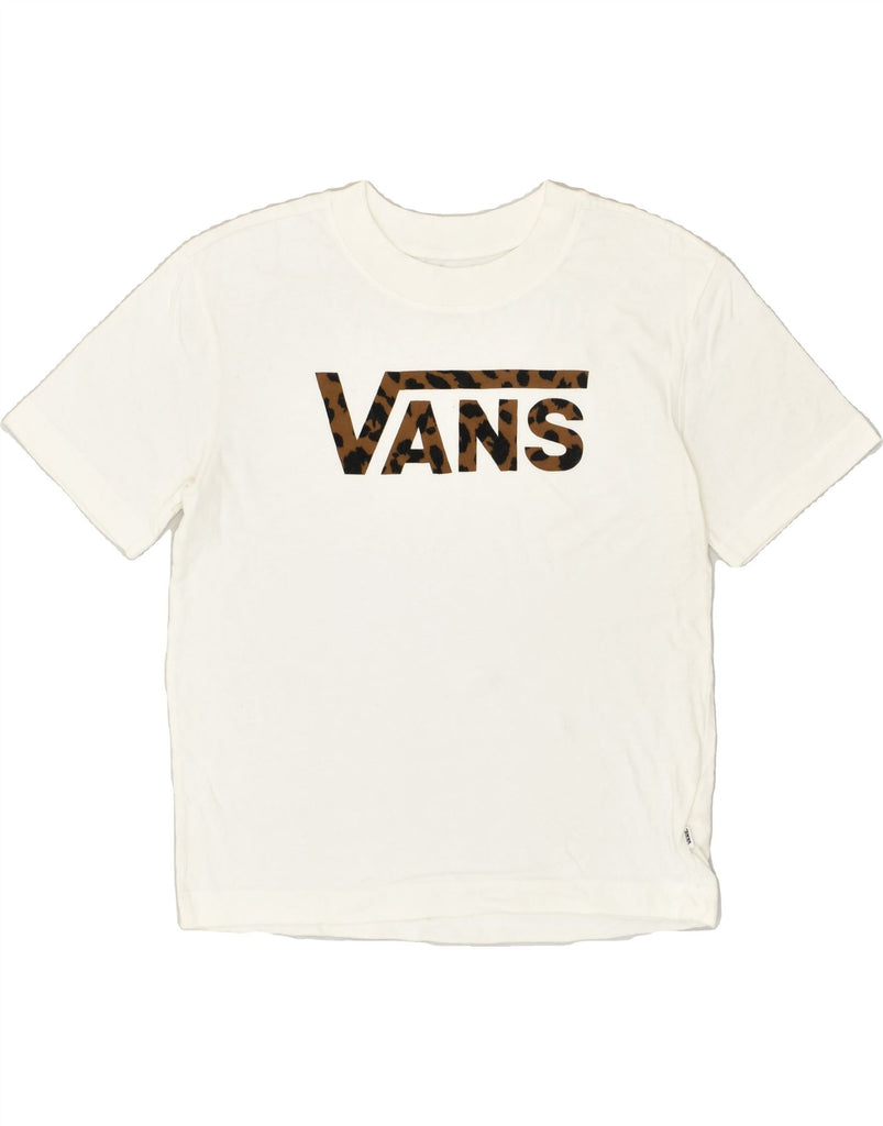 VANS Womens Graphic T-Shirt Top UK 10 Small White Cotton | Vintage Vans | Thrift | Second-Hand Vans | Used Clothing | Messina Hembry 