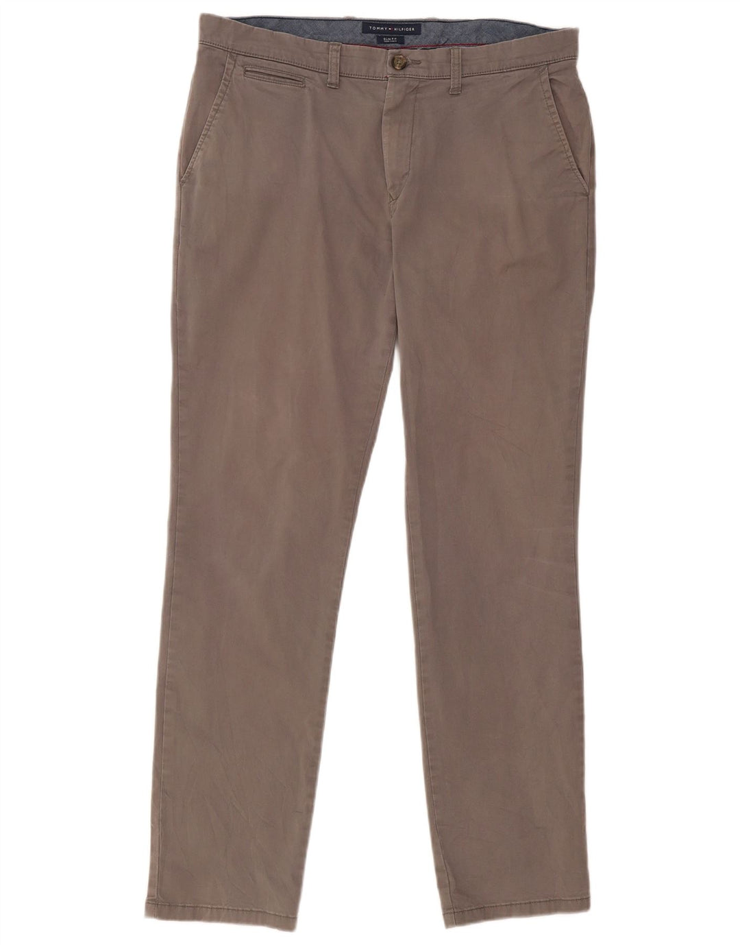 TOMMY HILFIGER Mens Slim Fit Chino Trousers W36 L31 Grey Cotton