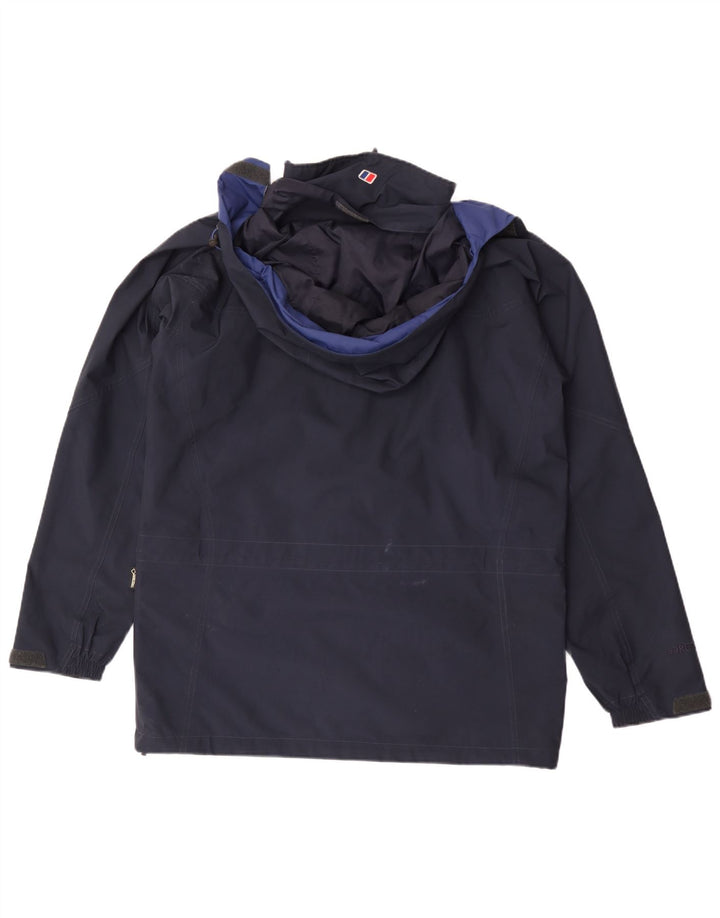 Berghaus Mens Hooded Rain Jacket UK 38 Medium Navy Blue Polyester