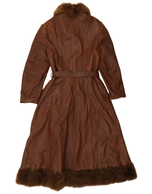 Induyco Womens Leather Coat UK 12 Medium Brown Leather