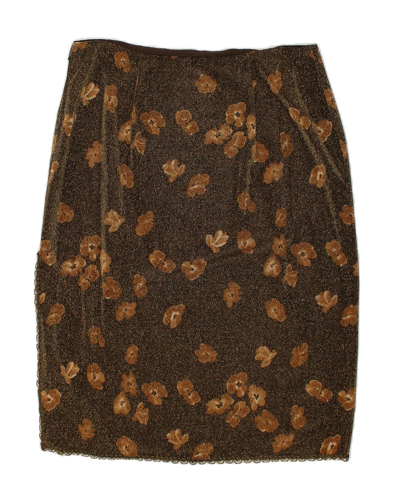 VINTAGE Womens Pencil Skirt W32 Large Brown Floral | Vintage Vintage | Thrift | Second-Hand Vintage | Used Clothing | Messina Hembry 