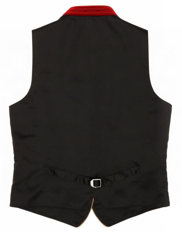 Stockerpoint Mens Velvet Waistcoat EU 46 Small Red Cotton Classic