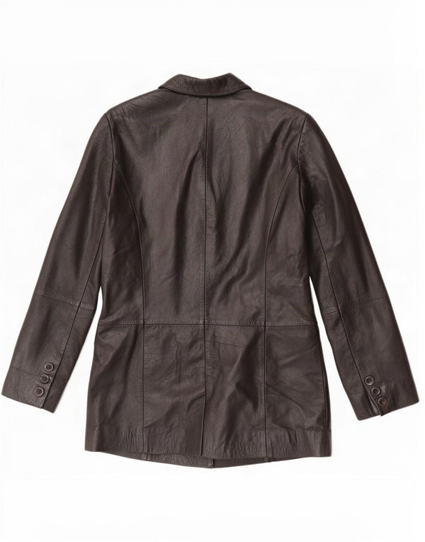 Vintage Womens 3 Button Leather Blazer Jacket UK 10 Small Black