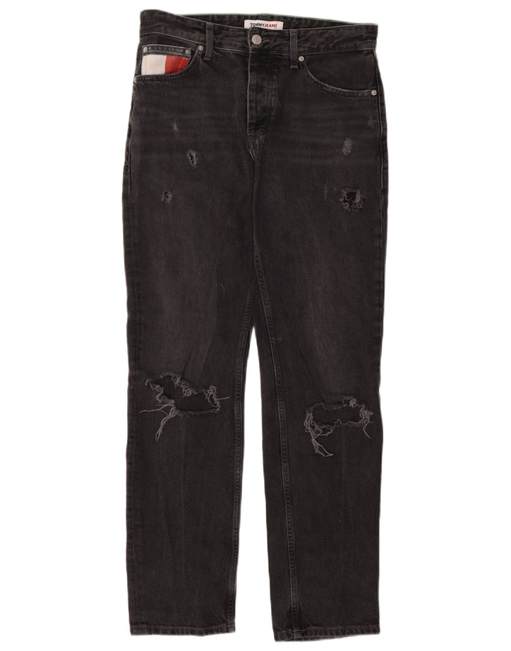 Tommy Hilfiger Mens Distressed Straight Jeans W29 L32 Black Cotton