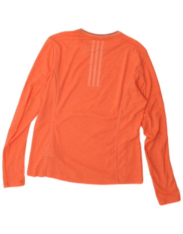 Adidas Womens Climalite Top Long Sleeve UK 16/18 Large Orange Polyester