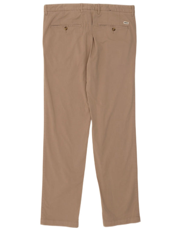 Hugo Boss Mens Slim Chino Trousers EU 48 Medium W32 L33 Beige Cotton