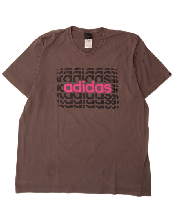 Adidas Mens Graphic T-Shirt Top 2XL Grey Cotton