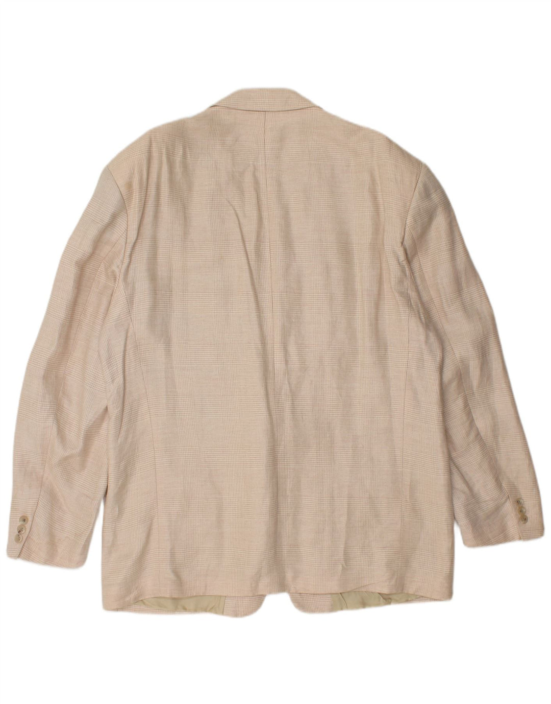 HUGO BOSS Mens 2 Button Blazer Jacket EU 56 3XL Beige Check Linen