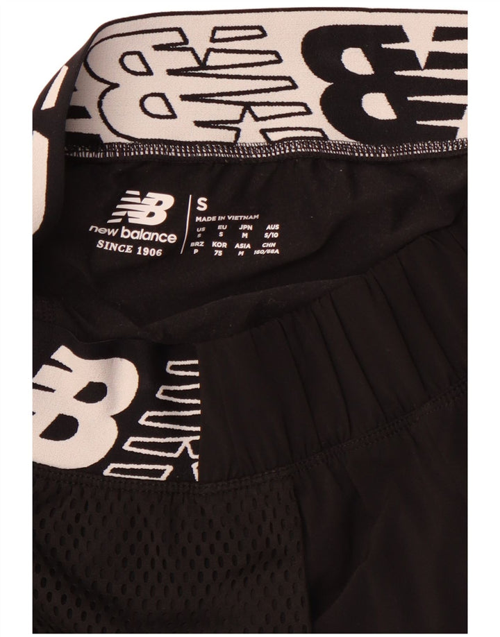 NEW BALANCE Womens Graphic Sport Shorts UK 10 Small  Black