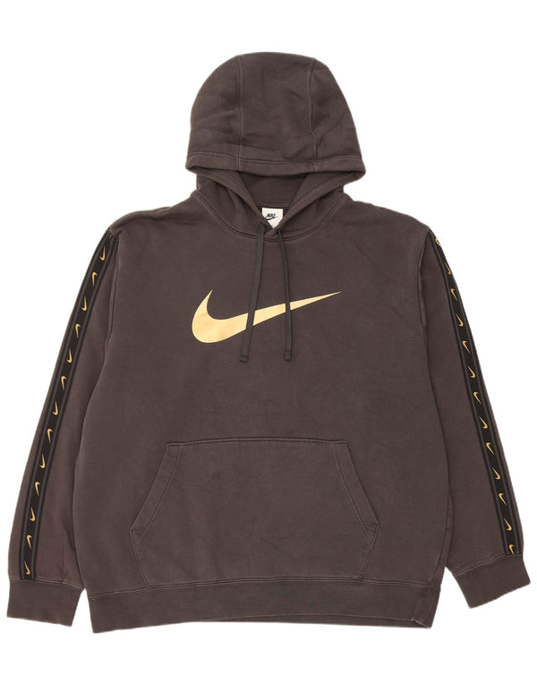 Nike Mens Graphic Hoodie Jumper XL Black Colourblock Cotton