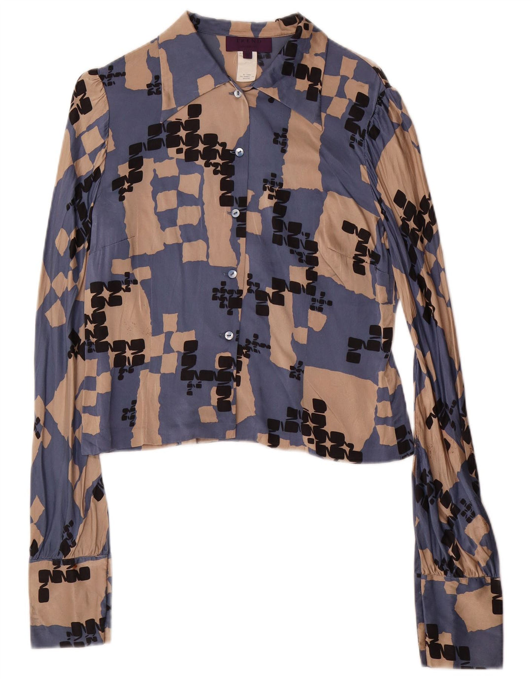 LES COPAINS Womens 2 Piece Skirt Set IT 42 Medium W28 Blue Geometric Silk