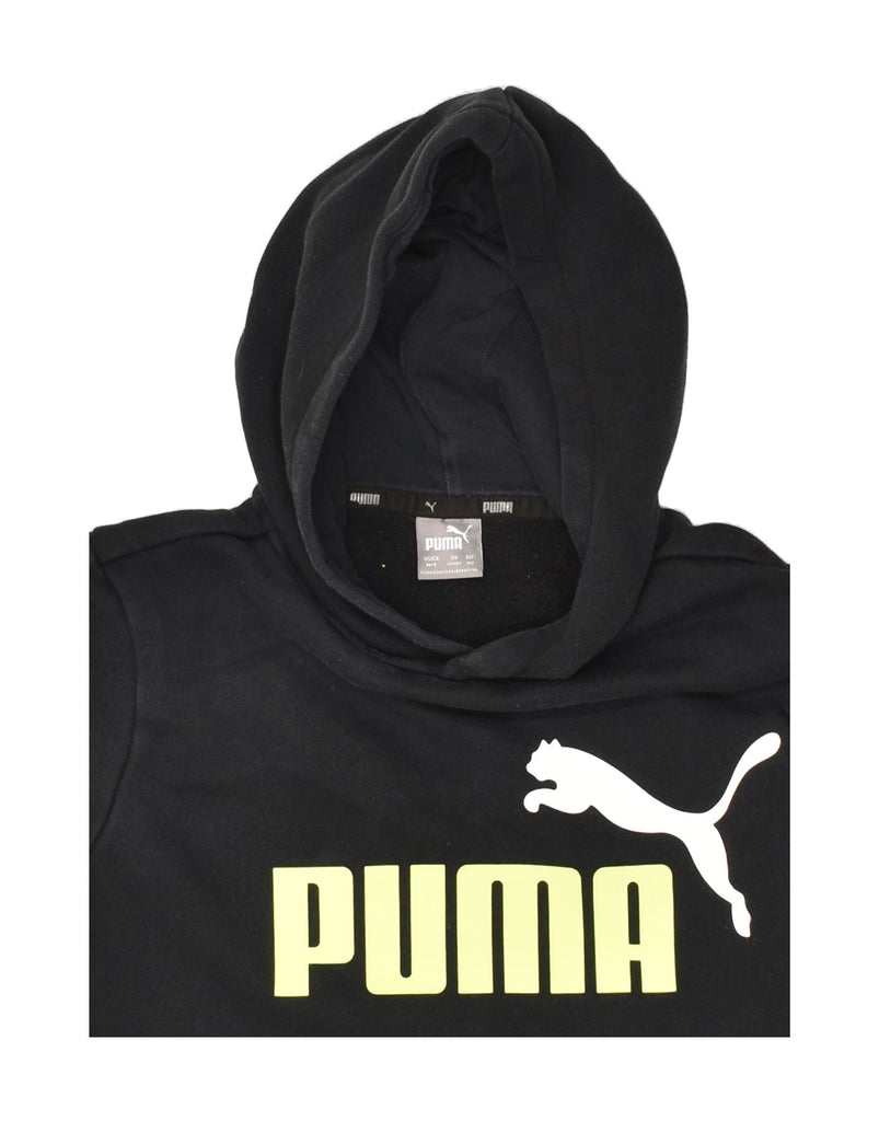 PUMA Boys Graphic Hoodie Jumper 11-12 Years Black Cotton | Vintage Puma | Thrift | Second-Hand Puma | Used Clothing | Messina Hembry 