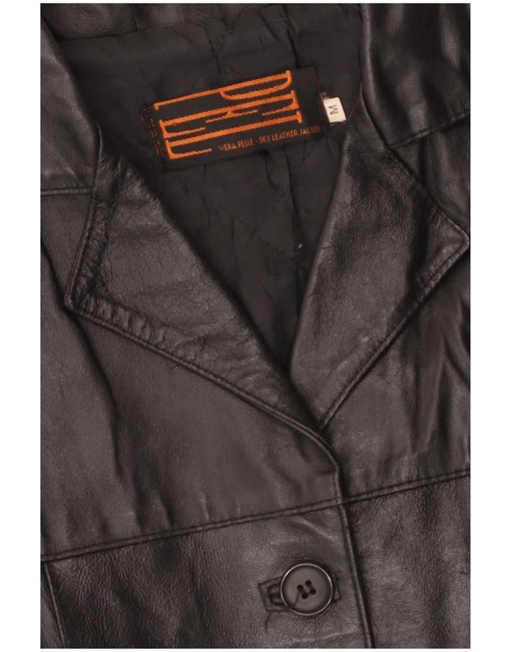 Vintage Womens Leather Jacket UK 14 Medium Black Leather