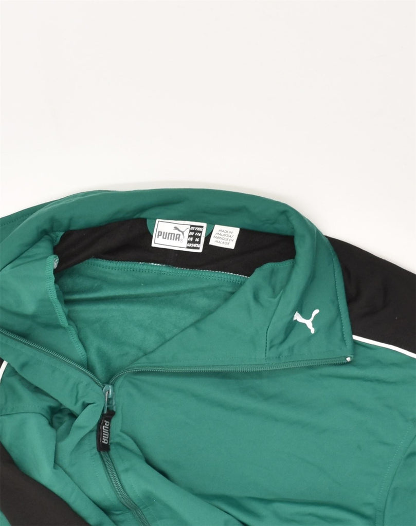 PUMA Boys Tracksuit Top Jacket 15-16 Years Green Colourblock Polyester | Vintage Puma | Thrift | Second-Hand Puma | Used Clothing | Messina Hembry 