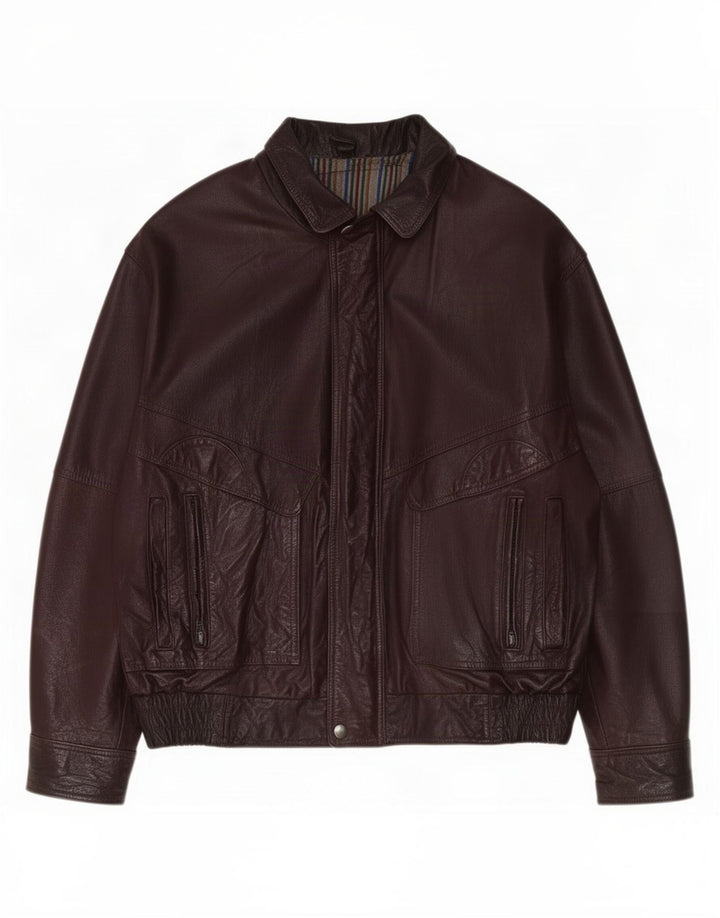 Vintage Mens Leather Jacket EU 50 Large Burgundy