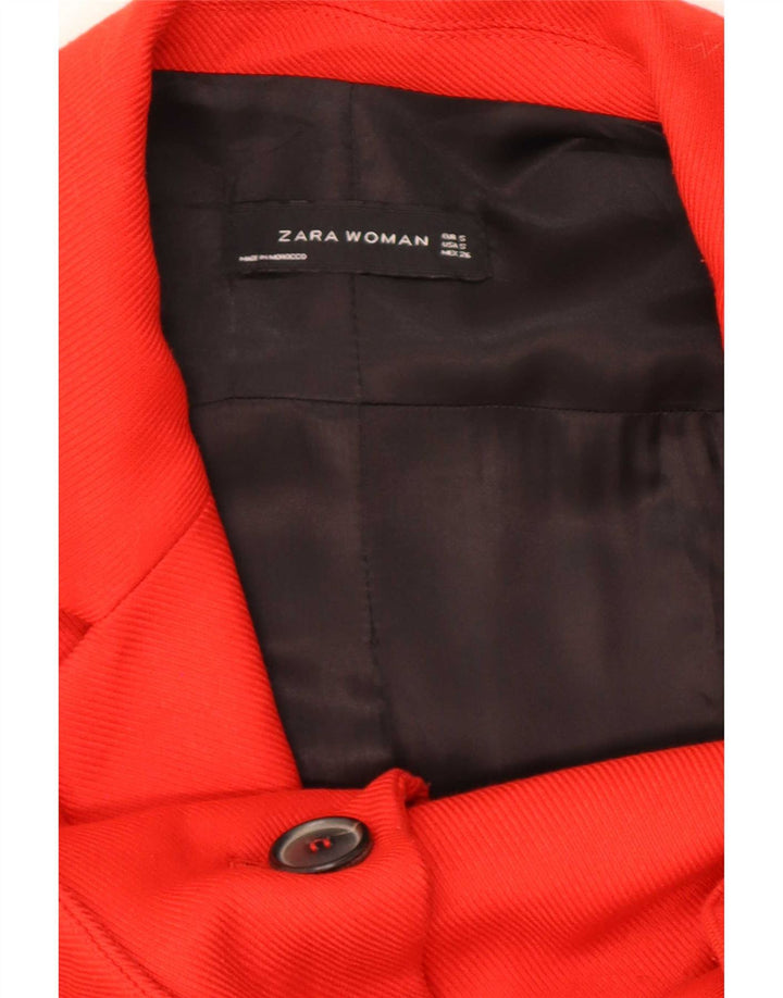 Zara Womens 3/4 Sleeve Oversized Overcoat UK 10 Small Red Polyester