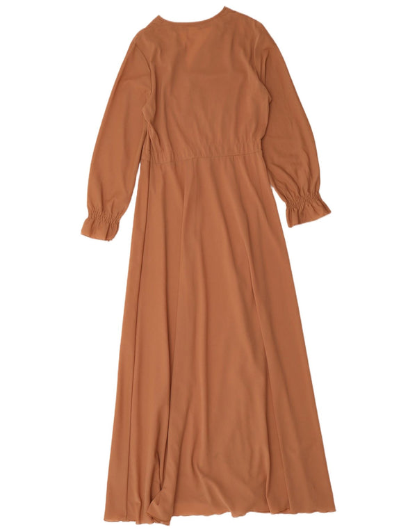 Vintage Womens Maxi Dress UK 12 Medium Brown
