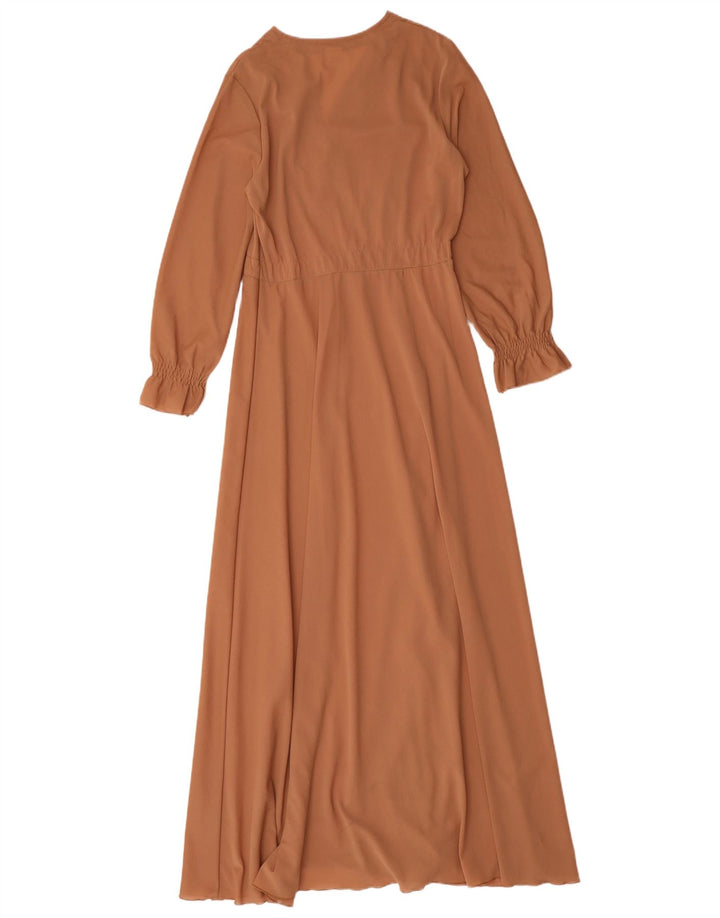 Vintage Womens Maxi Dress UK 12 Medium Brown