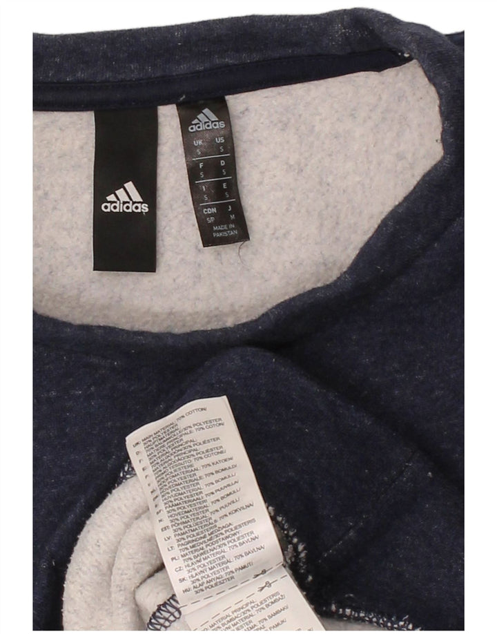ADIDAS Mens Sweatshirt Jumper Small Navy Blue Cotton