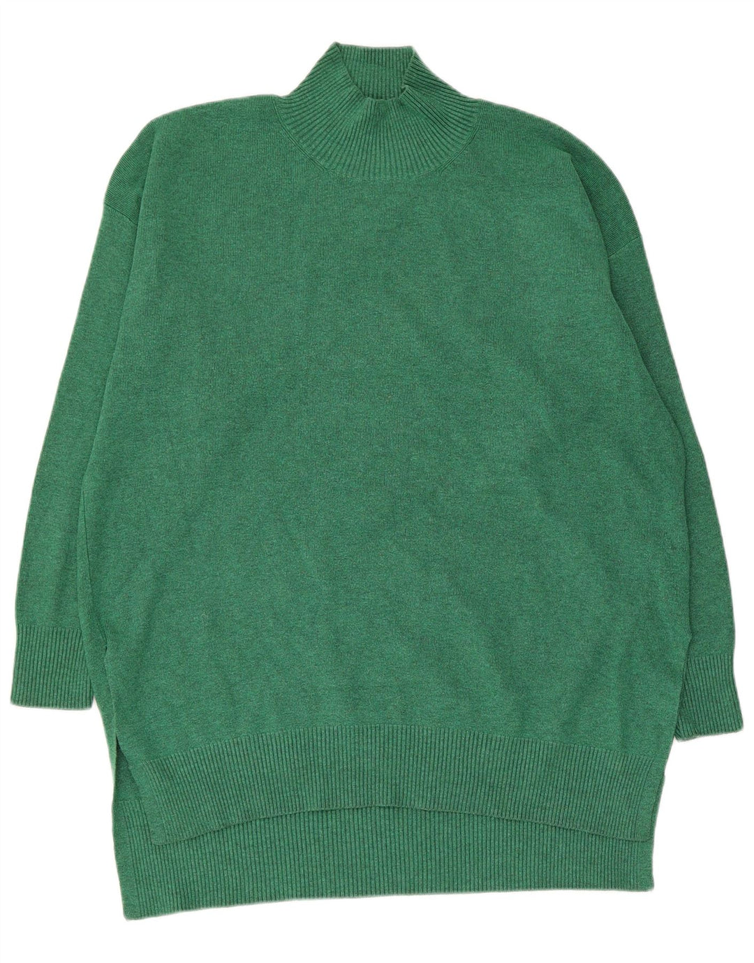 Marks & Spencer Womens Longline Turtle Neck Jumper Sweater UK 16 Large Gree