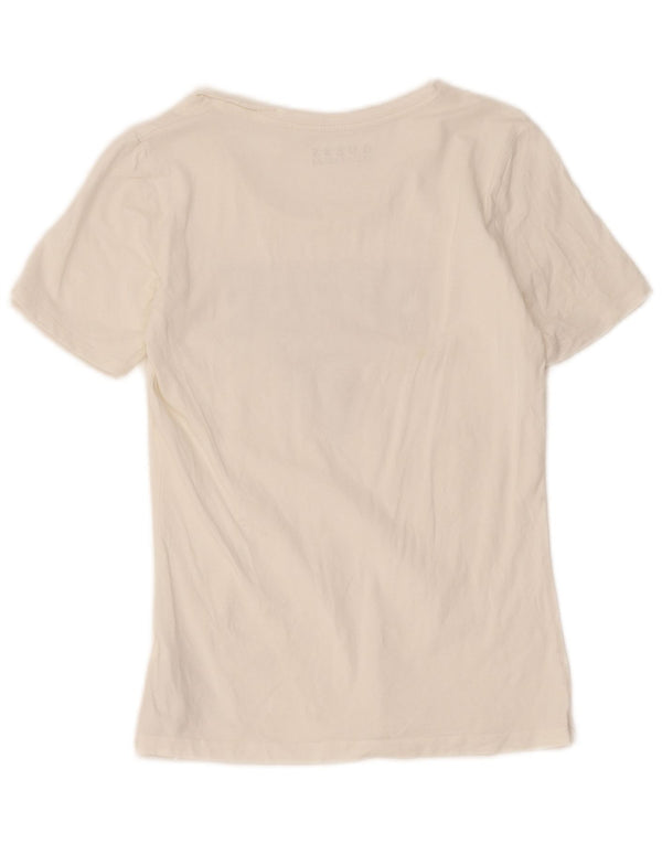 Guess Womens Graphic T-Shirt Top UK 8 Small White Cotton