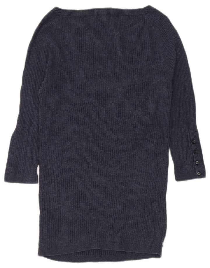 Lacoste Womens 3/4 Sleeve Boat Neck Jumper Sweater Size 38 Medium Navy Blue