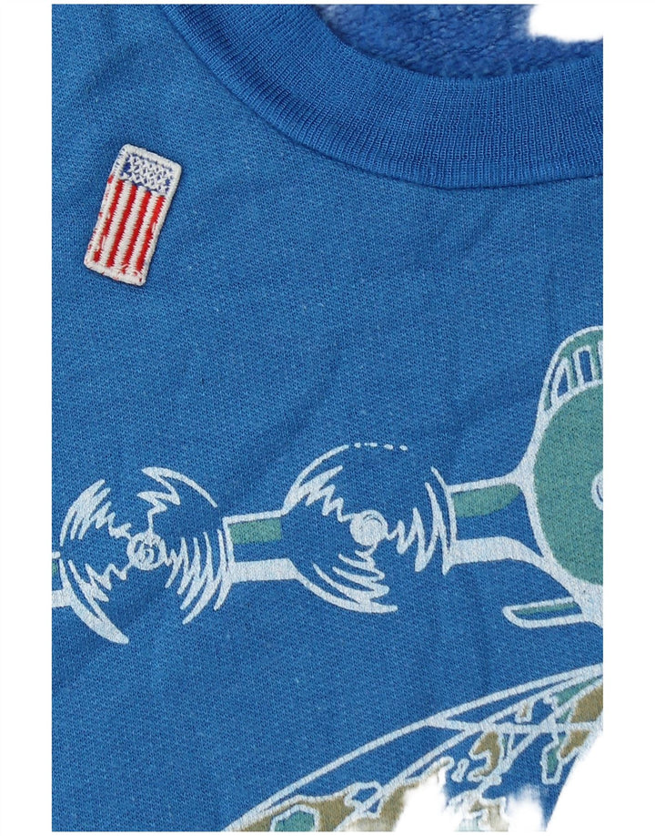 Vintage Mens Graphic Sweatshirt Jumper Large Blue