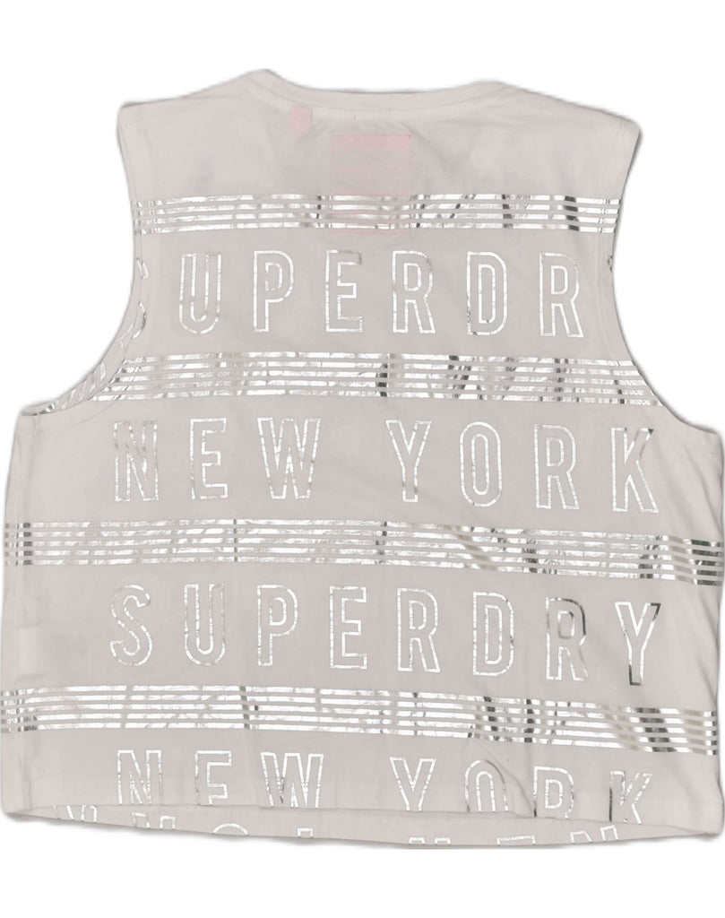 SUPERDRY Womens Graphic Vest Top UK 18 XL Grey Geometric Cotton | Vintage Superdry | Thrift | Second-Hand Superdry | Used Clothing | Messina Hembry 