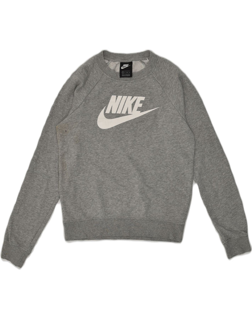 NIKE Womens Graphic Sweatshirt Jumper XS Grey Cotton | Vintage Nike | Thrift | Second-Hand Nike | Used Clothing | Messina Hembry 