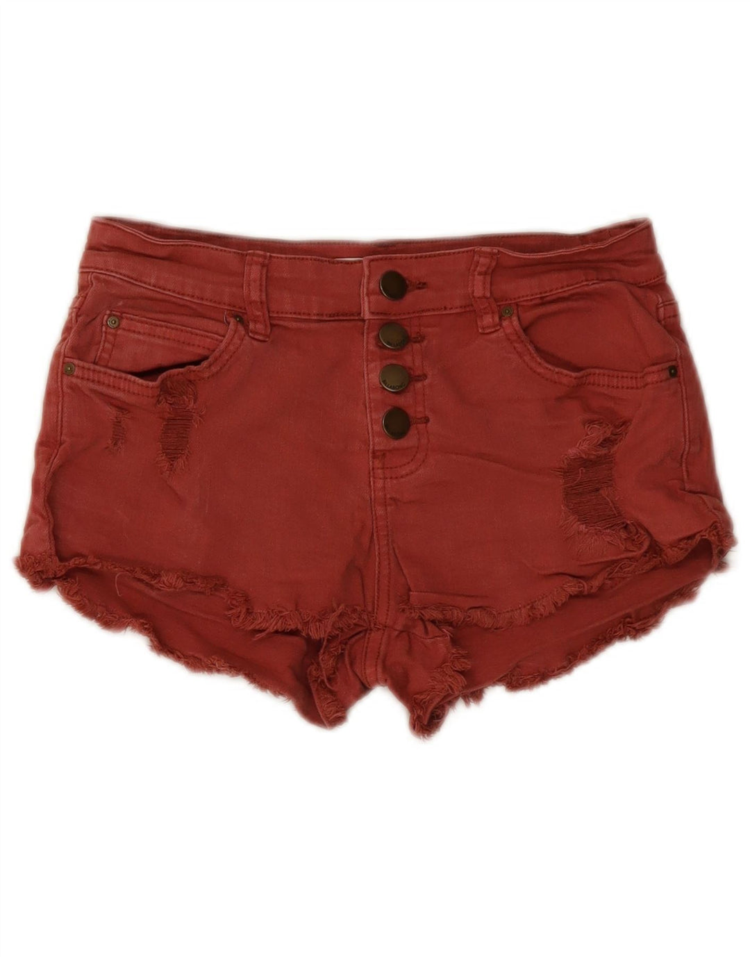 Billabong Womens Distressed Denim Shorts W26 Small Red Cotton