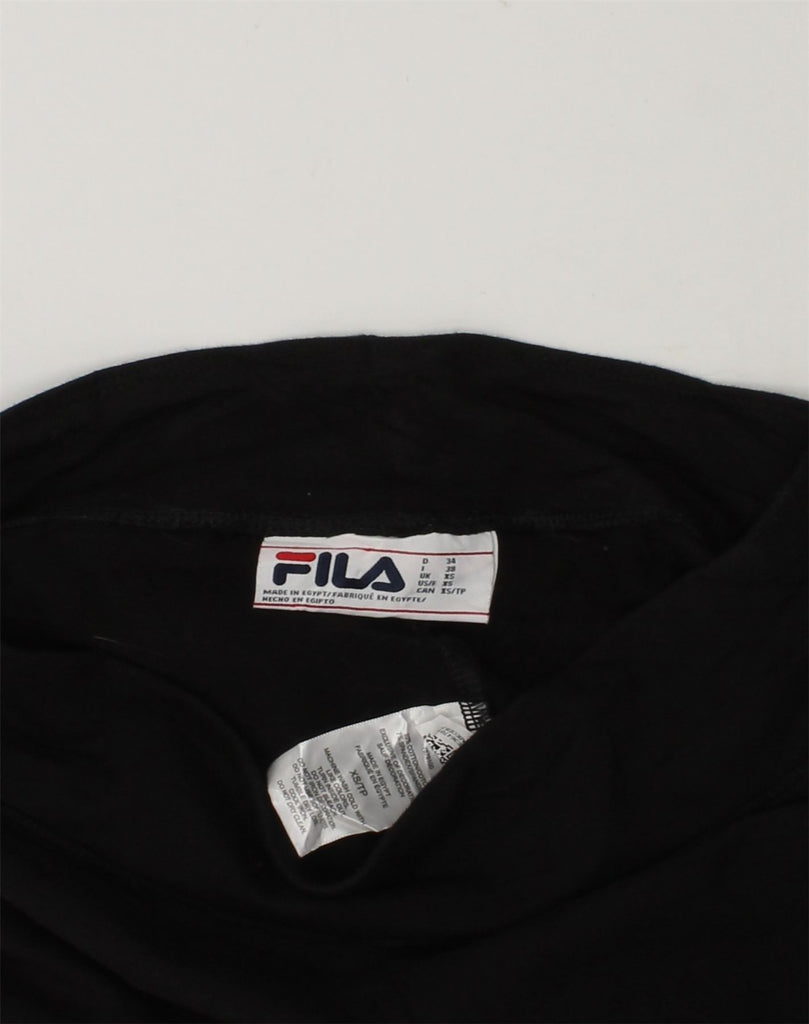 FILA Womens Graphic Leggings UK 6 XS Black Cotton | Vintage Fila | Thrift | Second-Hand Fila | Used Clothing | Messina Hembry 