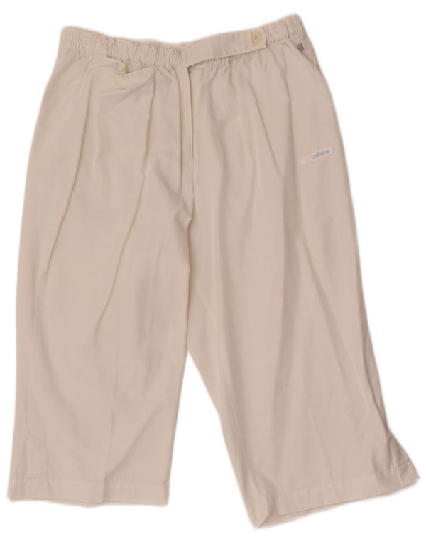Adidas Womens Straight Capri Trousers UK 16 Large W30 L17 White Cotton