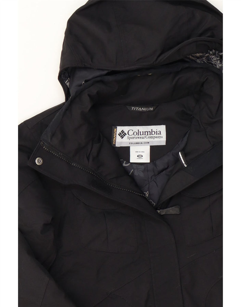 COLUMBIA Womens Titanium Hooded Padded Jacket UK 6 XS Black Nylon Vintage Columbia and Second-Hand Columbia from Messina Hembry 