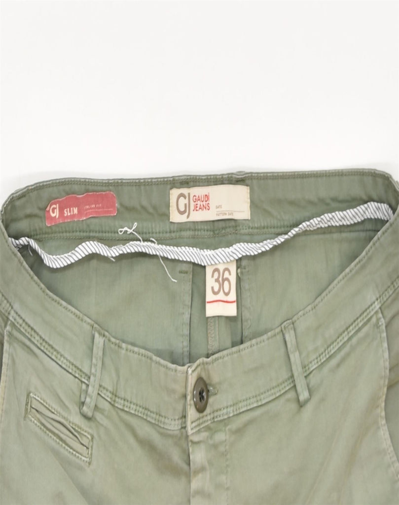 GAUDI Mens Slim Casual Trousers W36 L32 Green Cotton | Vintage | Thrift | Second-Hand | Used Clothing | Messina Hembry 