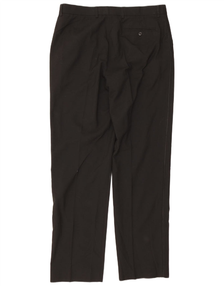 Marks & Spencer Mens Straight Suit Trousers W36 L33 Black Polyester