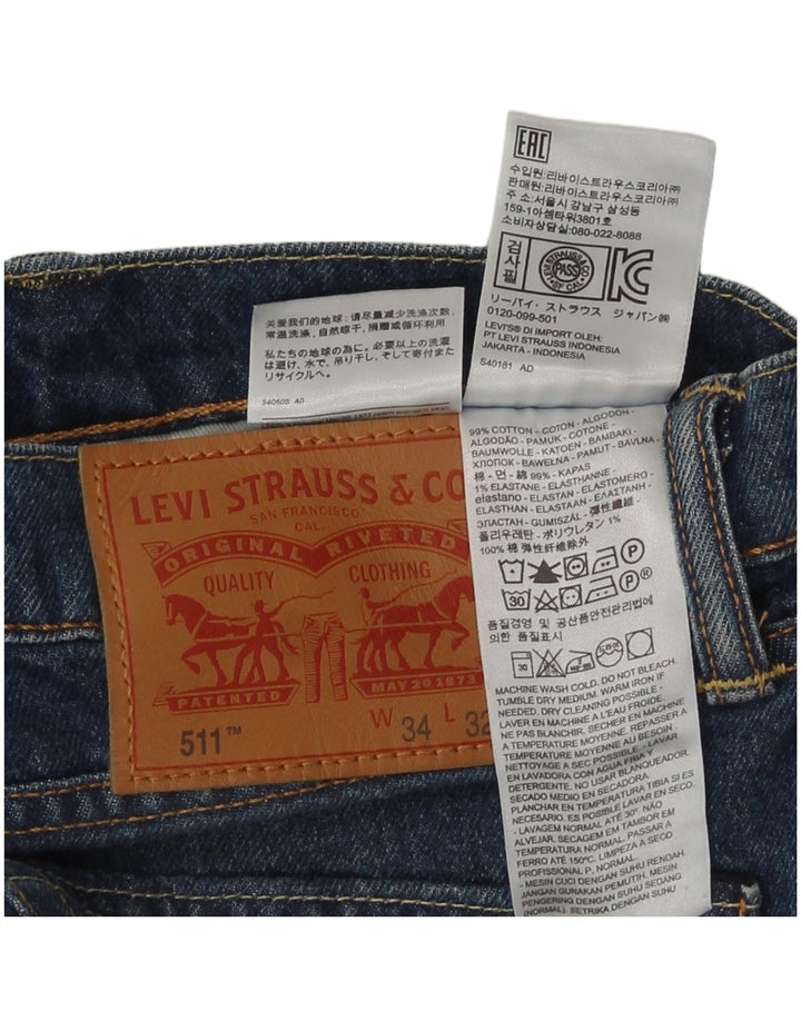 Levi's Mens 511 Slim Jeans W34 L32 Blue Cotton