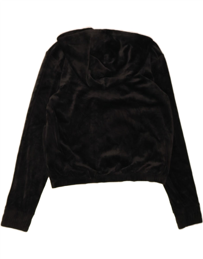 FILA Womens Velour Hoodie Jumper UK 12 Medium Black Polyester Vintage Fila and Second-Hand Fila from Messina Hembry 