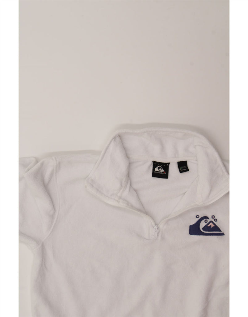 QUIKSILVER Womens Oversized Zip Neck Fleece Jumper UK 10 Small White Vintage Quiksilver and Second-Hand Quiksilver from Messina Hembry 