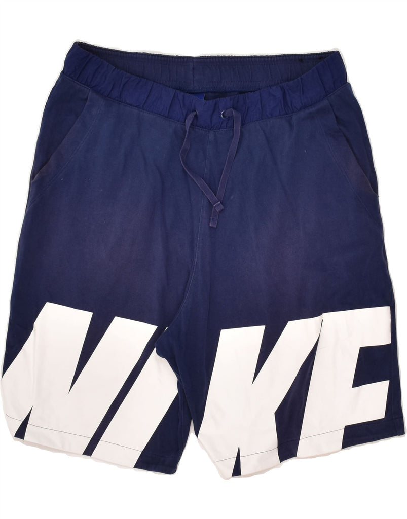 NIKE Mens Graphic Sport Shorts Small Navy Blue Cotton | Vintage Nike | Thrift | Second-Hand Nike | Used Clothing | Messina Hembry 