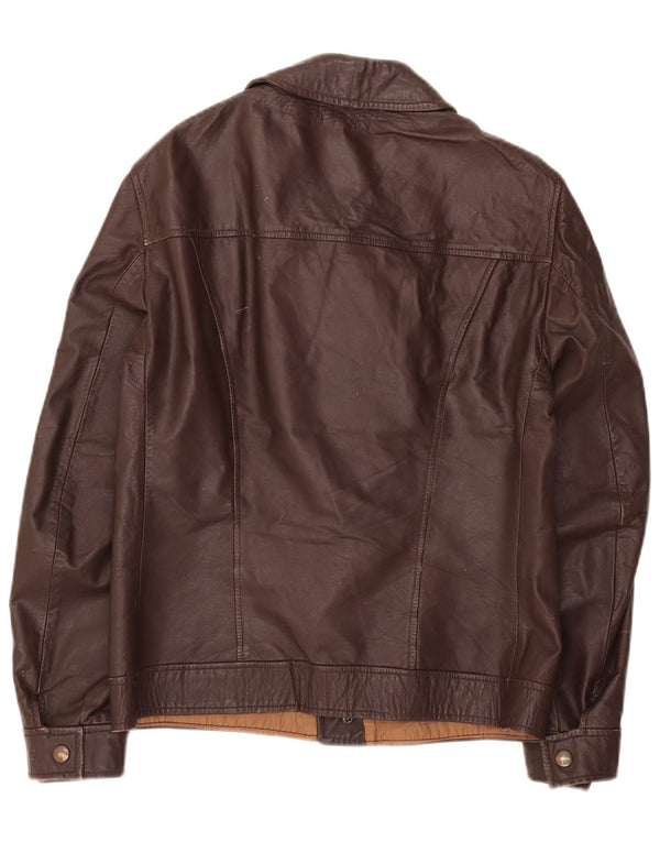 Vintage Mens Leather Biker Jacket UK 34 XS Brown