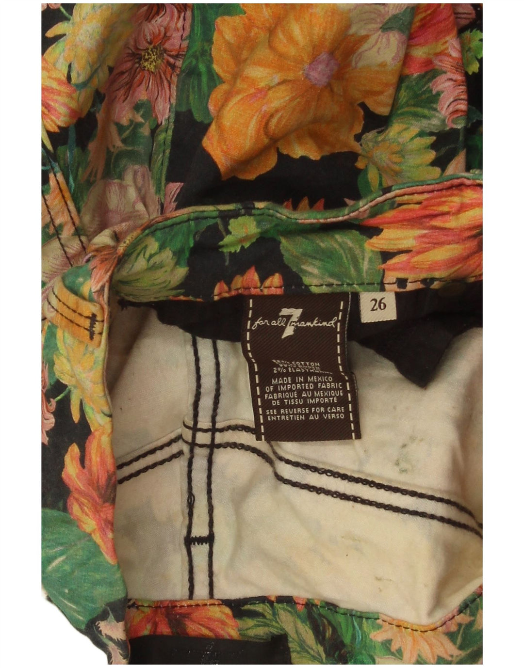 7 FOR ALL MANKIND Womens Cropped Jeans W26 L24 Multicoloured Floral