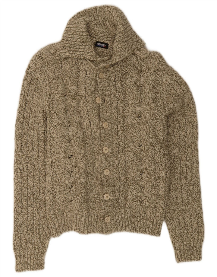 Blauer Womens Cardigan Sweater UK 14 Medium Beige Wool