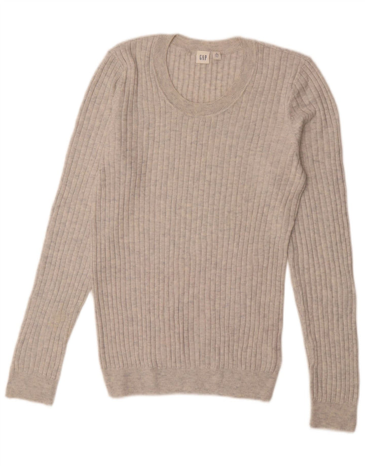 Gap Womens Tall Crew Neck Jumper Sweater UK 14 Medium Grey Nylon