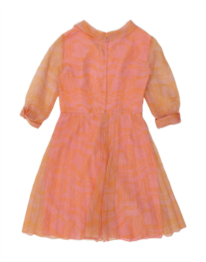 VINTAGE Womens 3/4 Sleeve Abstract Pattern A-Line Dress EU 36 Small Orange Vintage Vintage and Second-Hand Vintage from Messina Hembry 