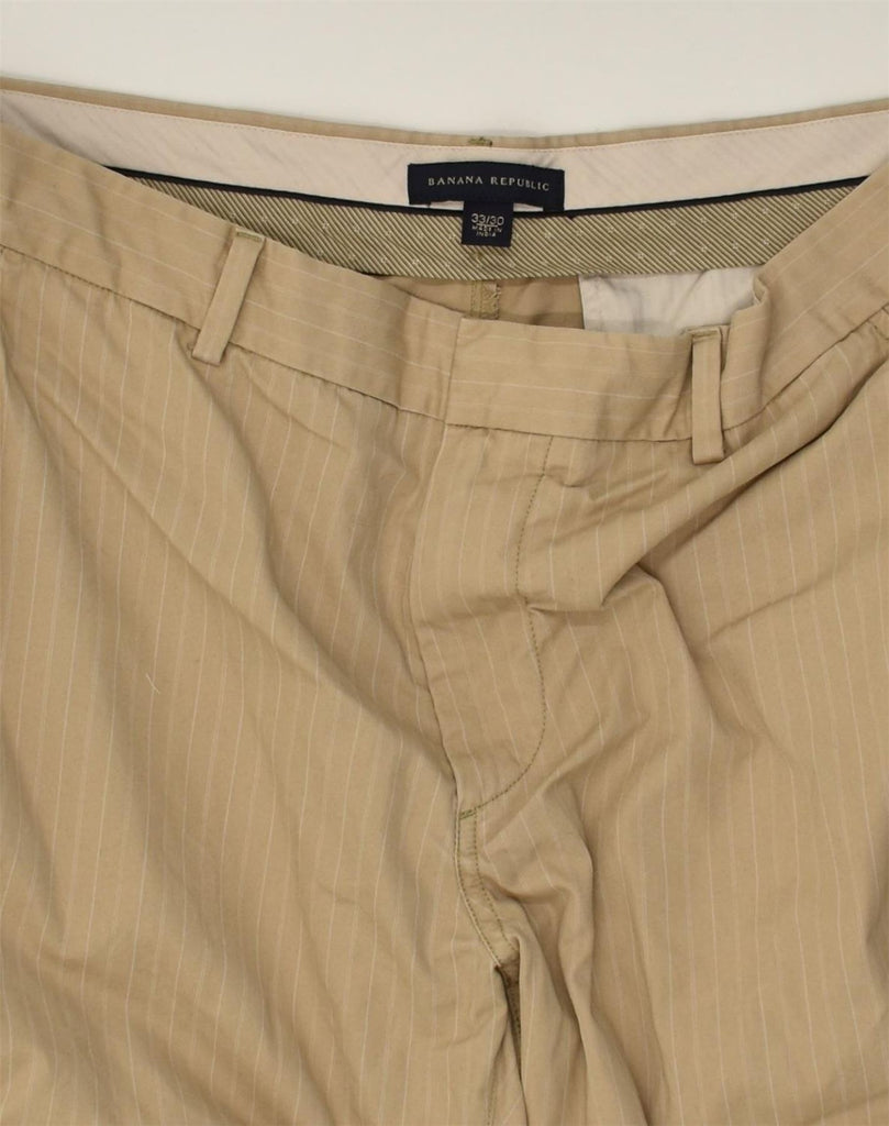 BANANA REPUBLIC Mens Straight Casual Trousers W33 L30  Beige Pinstripe | Vintage Banana Republic | Thrift | Second-Hand Banana Republic | Used Clothing | Messina Hembry 